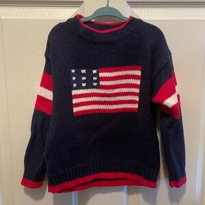 Chunky knit American flag navy sweater - boys 5. Preppy and patriotic!